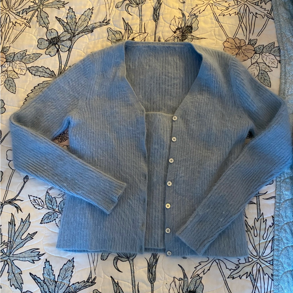 Vintage Ralph by Ralph Lauren Blue Angora Cardigan Sweater Set